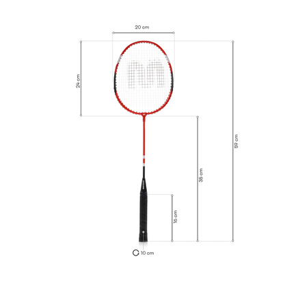 Zestaw do badmintona Meteor 2 rakietki aluminiowe 6 lotek czerwony
