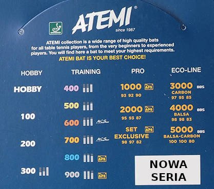 Atemi 3000 AN - Rakietka do tenisa stołowego (rączka anatomiczna) + piłeczki