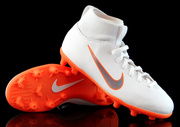 Biało-pomarańczowe buty piłkarskie Nike Mercurial Superfly Club MG AH7339-107 JR