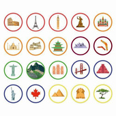 Zestaw Mata Edukacyjna Mapa Świata Zabytki 20 rzepów