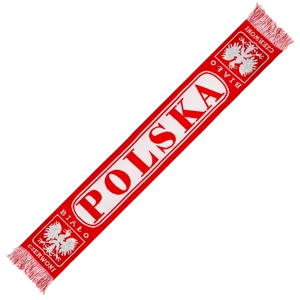 Biało-czerwony szalik kibica Reprezentacji Polski z godłem