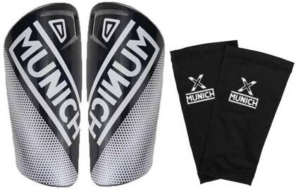 Czarno-białe ochraniacze nagolenniki piłkarskie Munich Shin Guards 6000181