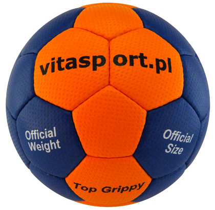 Granatowo-pomarańczowa piłka do piłki ręcznej Vitasport Top Grippy Junior r1