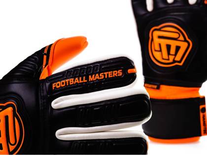 RĘKAWICE BRAMKARSKIE FOOTBALL MASTERS CLASSIC BLACK ORANGE AQUA GRIP NC