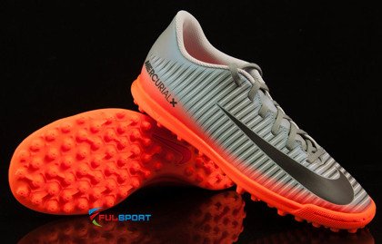 Szaro-pomarańczowe buty piłkarskie na orlik Nike Mercurial Vortex CR7 TF 852497-001 JR